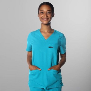 Members Only Siena V-Neck Scrub Top for Women With Double Chest And Waist Pockets - 1 of 4