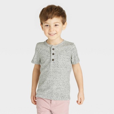 Toddler Boys' Short Sleeve Henley T-Shirt - Cat & Jack™ Heather Gray 12M
