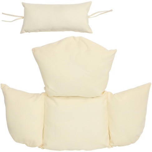 Sunnydaze Indoor/Outdoor Replacement Penelope or Oliver Hanging Egg Chair  Seat Cushion and Headrest Pillow - Cream - 2pc