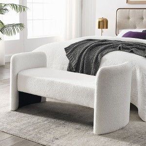 52in Storage Bench, End Of Bed Bench With Foam Top H-shape Upholstered Soft Solid Wood Bed Bench For Living Room, Bedroom - 1 of 4