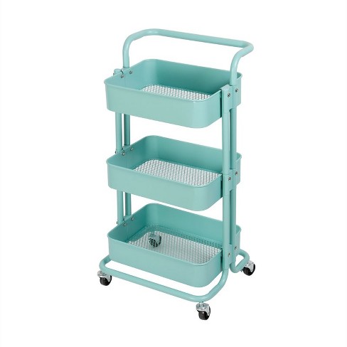 3 Tier Mobile Storage Caddy In Matte Turquoise - Pemberly Row : Target