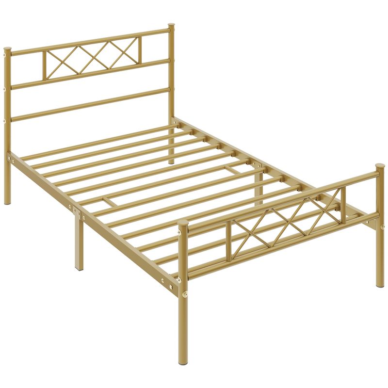 Yaheetech Simple Metal Bed Frame with Headboard&Footboard Slatted Bed Base, 1 of 8