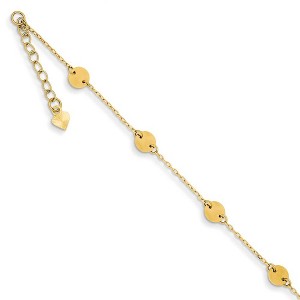Black Bow Jewelry 14k Yellow Gold Polished Disc Anklet, 9 Inch - 1 of 4