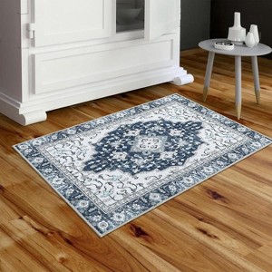 Distressed Vintage Boho Area Rug Large Soft Washable Low Pile Carpet, Non-Slip Foldable Rug for Living Room, Bedroom, Dining Room Office - 1 of 4