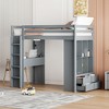 Twin/Full Size Loft Bed with Desk and LED Light, Solid Wood Loft Bed Frame with Shelves & Ladder - HABITRIO - 3 of 4