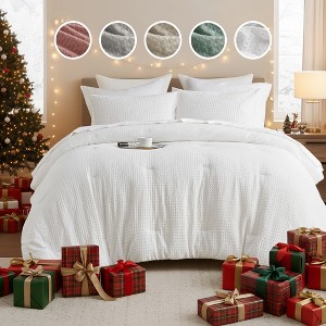 3Pcs Woven Waffle-Weave Knit Comforter Sets, Chic Vintage Style Boho Bed Set for All Season, Premium Breathable Bedding for Luxury Decor Style - 1 of 4