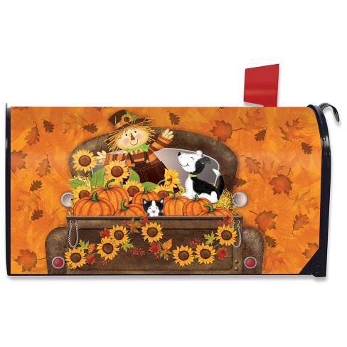 Fall Harvest Pickup Magnetic Mailbox Cover Scarecrow Standard Briarwood ...