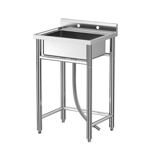Stainless Steel Utility Sink,Commercial Kitchen Sink,Free Standing Single Bowl,Designed for Restaurant,Workshop and Laundry - 1 of 4