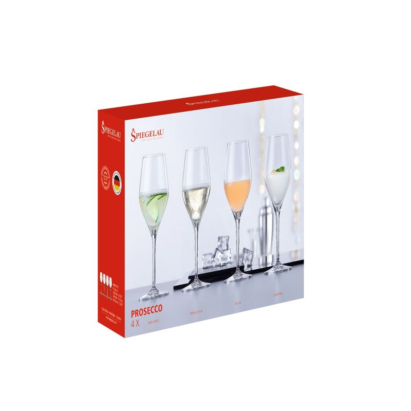 Spiegelau Prosecco Wine Glasses Set of 4 - Crystal, Classic Stemmed, Dishwasher Safe, Professional Quality Wine Glass Gift Set - 9.1 oz, Clear, 4 of 10