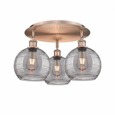 Athens Deco Swirl - 3 Light Flush Mount In Industrial Style-10.38 Inches Tall and 19.75 Inches Wide