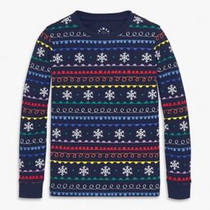 Primary Kids Organic Long Sleeve Pj Top In Holiday Prints - 1 of 4