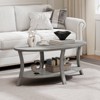 Tangkula 2-Tier Oval Coffee Table w/ Storage Shelf Rubber Wood Accent Tea Table - 3 of 4