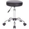 Legacy Decor Set of 2 Black Adjustable Height Pneumatic Round Roller Stool with Chrome Base - 2 of 3