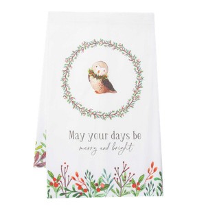 Ganz 27.5 Inch Critter Tea Towel Christmas , Animal Wreath Berries (1PC) - 1 of 3