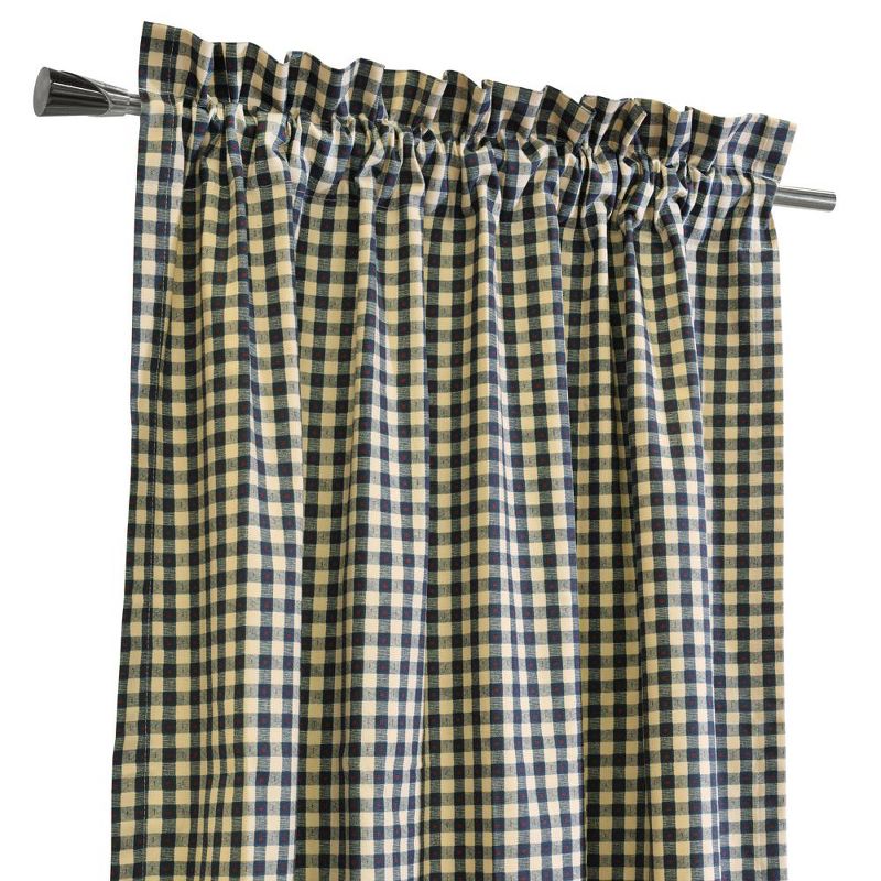 Thermalogic Checkmate Energy Efficient Room Darkening Simple Mini Check Pattern Pole Top Curtain Panel Pair Navy, 3 of 6