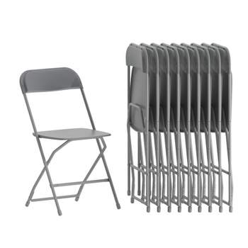 Emma and Oliver Set of 10 Stackable Folding Plastic Chairs - 650 LB Weight Capacity