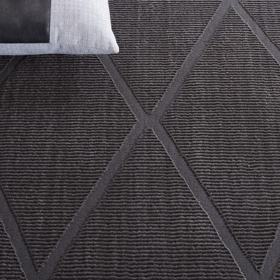 Charcoal Gray Geometric Pattern Synthetic Area Rug