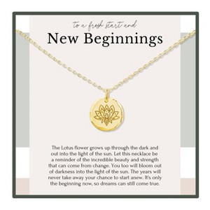 Hope Love Shine New Beginnings Gift for Women Inspirational Necklace Sterling Silver Gold Lotus 18" - 1 of 4