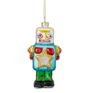 Northlight 4.75" Multi-Colored Glass Robot Christmas Ornament - 1 of 4