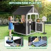 JOYMOR Kids 3-8 Wooden Outdoor Playhouse Cottage with Sink & Picnic Table Gray&White - 2 of 4
