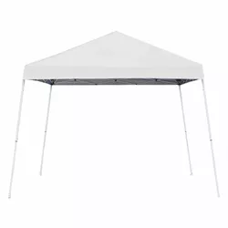 Z-Shade 10 x 10 Foot Push Button Angled Leg Instant Shade Outdoor Canopy Tent Portable Shelter with Steel Frame and Storage Bag, White