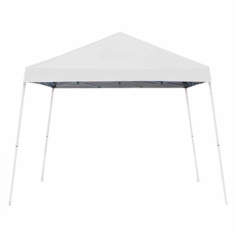 Z-Shade 10 x 10 Foot Push Button Angled Leg Instant Shade Outdoor Canopy Tent Portable Shelter with Steel Frame and Storage Bag, White, 1 of 7