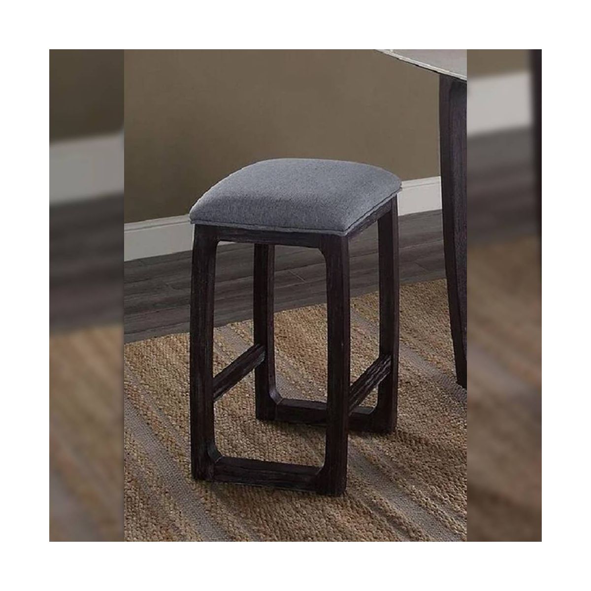 16" Razo Counter Height Barstool Fabric/Weathered Espresso - Acme Furniture: Linen Upholstered, Wood Base - thumbnail 2
