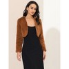 Allegra K Women's Cropped Open Front Collarless Long Sleeve Faux Fur Jacket - 3 of 4