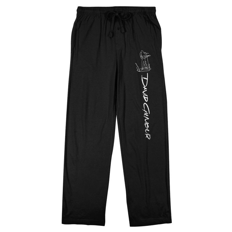 David Gilmour Guitar Player Line Art Men's Black Sleep Pajama Pants, 1 of 3