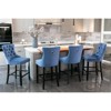Ridstar Set of 2 Contemporary Barstools with Button Tufted Decoration and Wooden Legs For Apartment & Dining Room-Blue - 4 of 4