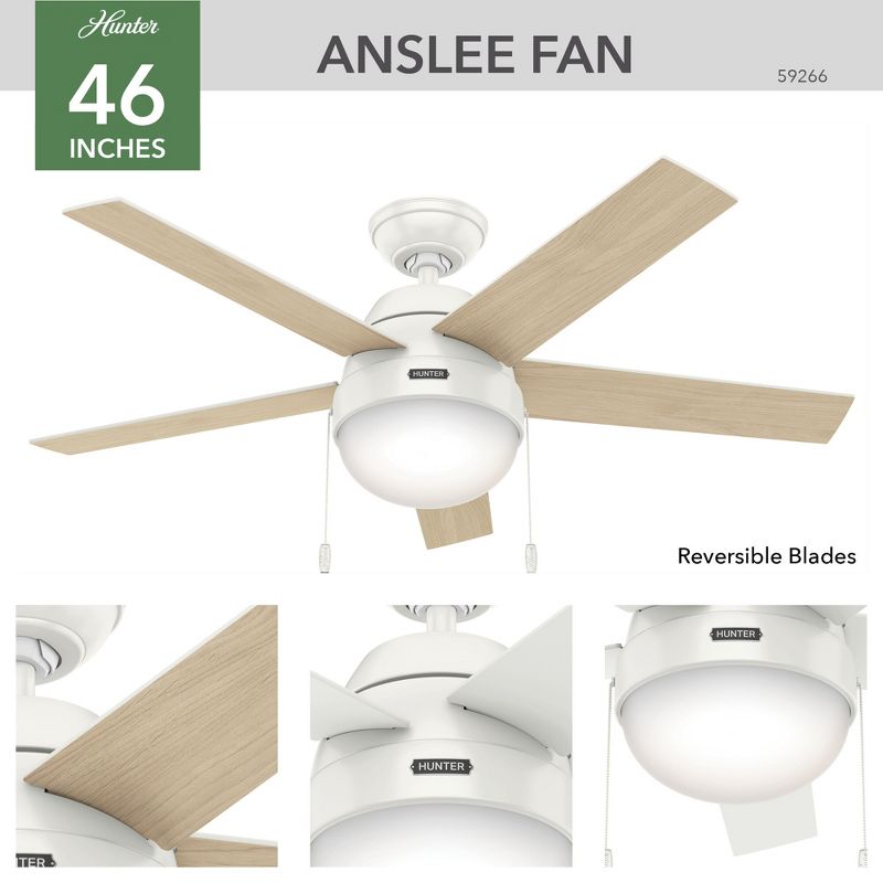 46" Anslee Ceiling Fan (Includes LED Light Bulb) - Hunter Fan, 2 of 13