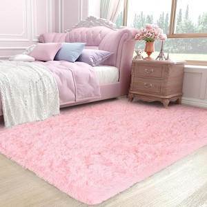 Blush Pink Shag Rug, Ultra Soft 1.7" Thick, Non-Slip, 100% Polyester, Modern Decor for Bedroom - 1 of 4