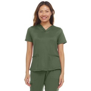 Medichic Women's Scrubs V-Neck Nylon Spandex Yoga Scrub Top - 1 of 2