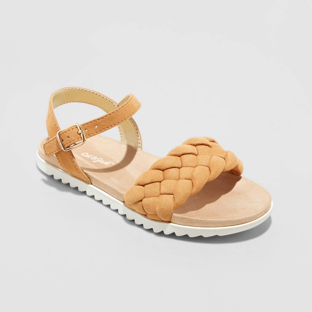 Girls' Amelia Braided Footbed Sandals - Cat & Jack™ Cognac 3