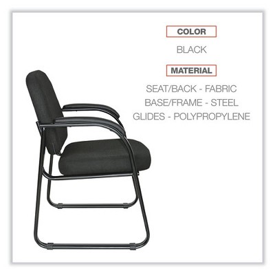 Sleek Black Fabric Half-Back Guest Chair with Metal Sled Base