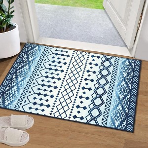 Machine Washable Moroccan Geometric Area Rug, 2' x 3' Blue - 1 of 4