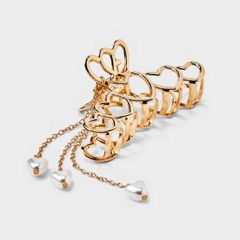 Metal Heart Shape Claw Hair Clip - Wild Fable™ Gold