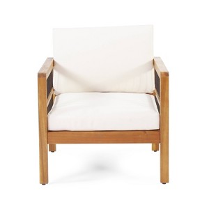 Christopher Knight Home Elias Outdoor Acacia and Iron Club Chair with Cushions Teak/Black/Beige - 1 of 4