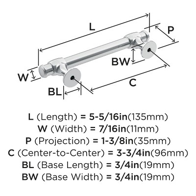 Winsome Polished Chrome 3-3/4 inch Cabinet Drawer Pull
