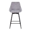 Set of 2 Diana Counter Height Barstools Gray: Velvet Upholstery, Swivel, Armless - LumiSource - 3 of 4