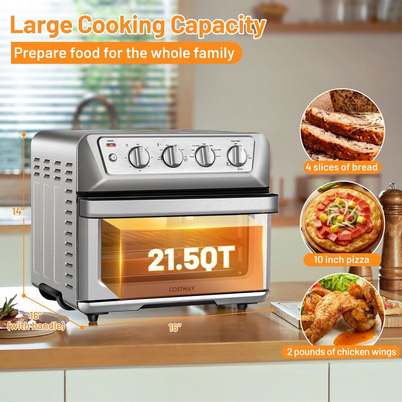 Costway 21.5QT Air Fryer Toaster Oven 1800W Countertop Convection Oven w/ Recipe, 4 of 11