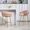 Modern 26'' Counter Height Bar Stools Set of 2,Velvet Upholstered Kitchen Island Counter Bar Stool with Hand-wave Curved Back-Cuddlewood - 2 of 4