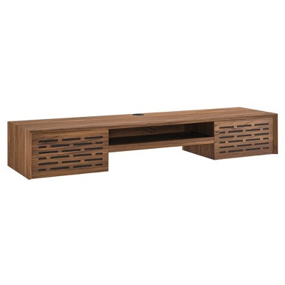 Modway Merit 60-Inch Wall Mount Office Desk - Mid-Century Modern Floating Wood Writing Table with Storage Drawer