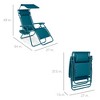 Best Choice Products Folding Zero Gravity Recliner Patio Lounge Chair w/ Canopy Shade, Headrest, Tray - 2 of 4
