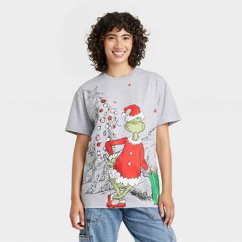 Women's The Grinch Oversized Graphic Short Sleeve T-Shirt - Heathered Gray