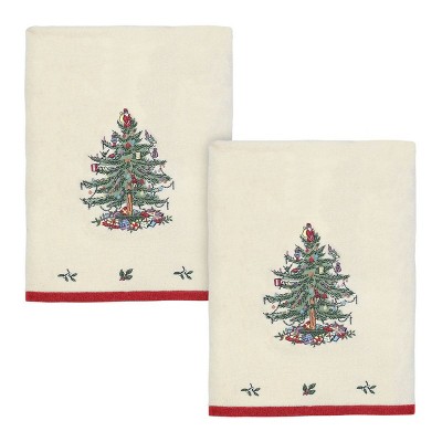 Spode Christmas Tree  2 Pc Bath Towel Set