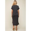 PinkBlush Charcoal Ribbed Short Sleeve Maternity Midi Dress - 3 of 4