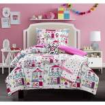 Kid's City Quaint Town Theme Youth Design 4-Piece Comforter Set Twin, TwinXL by Chic Home
