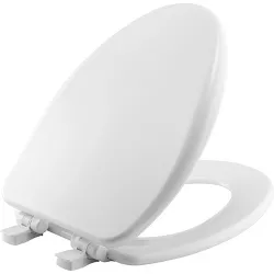 Alesio Elongated Enameled Wood Toilet Seat Removes for Easy Cleaning and Never Loosens White - Mayfair by Bemis