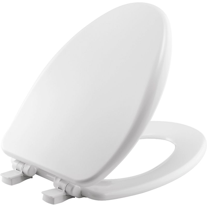 Alesio Elongated Enameled Wood Toilet Seat Removes for Easy Cleaning and Never Loosens White - Mayfair by Bemis, 1 of 10